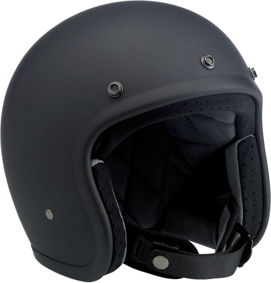 Bill's Exhausts BILTWELL Bonanza helmet in flat black, large size, showing the aerodynamic motorcycle helmet design and matte finish.