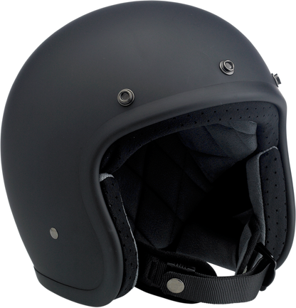BILTWELL Bonanza helmet in flat black with XS size, featuring a sleek motorcycle helmet design from Bill's Exhausts.