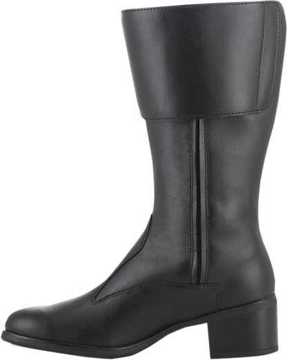Black Alpinstars Vika v2 waterproof women's boots in US size 8, showing sturdy leather construction and rugged outsole.