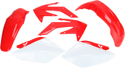 Acerbis standard replacement body kit for motorcycles, OEM 2041040215, includes various body panels in black with branded details.