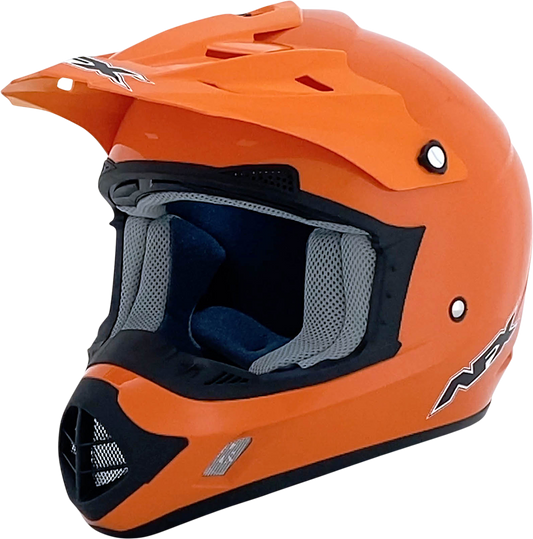 Bill's Exhausts AFX FX-17 helmet in bright orange, large size, featuring a sleek aerodynamic design and secure chin strap.