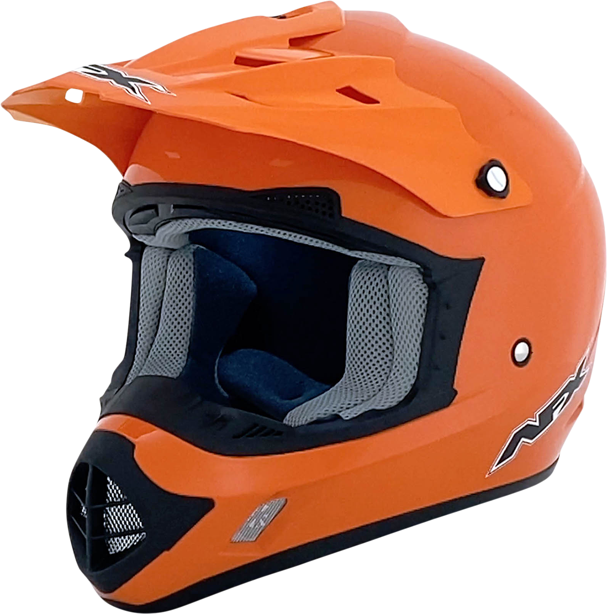Orange AFX FX-17 helmet in medium size with sleek design, featuring ventilation vents and sturdy strap for motorcycle riding.