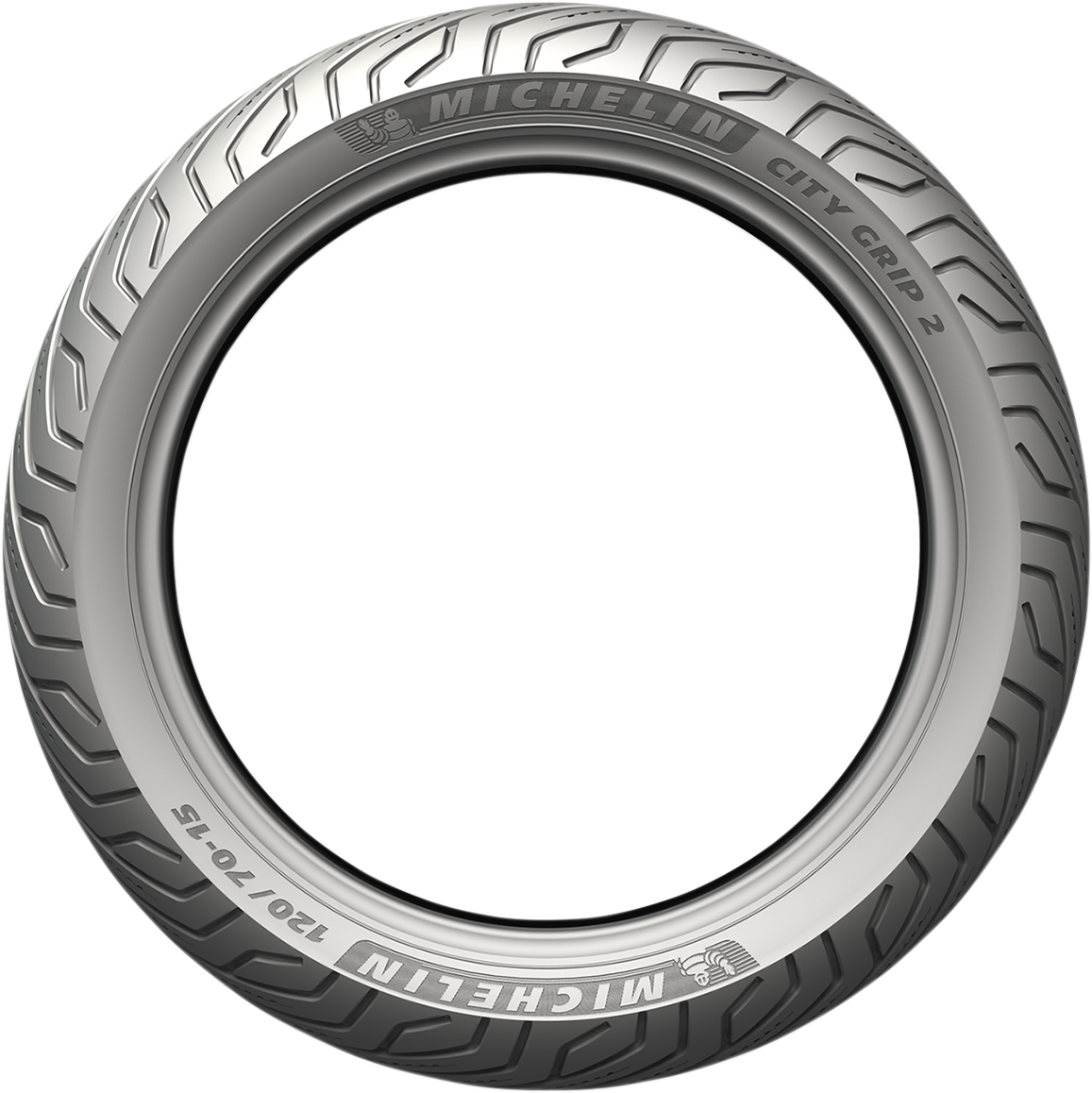 Michelin City Grip 2 front tire, 120/70-13, 53S, designed for scooters, with tread pattern visible on black rubber tire.