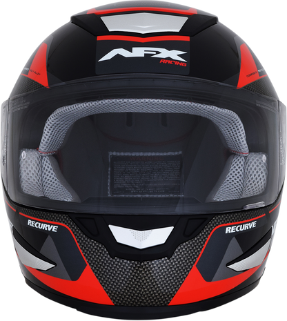 Bill's Exhausts AFX FX-99 recurve helmet in black and red, XL size, with a sleek aerodynamic design and secure chin strap.