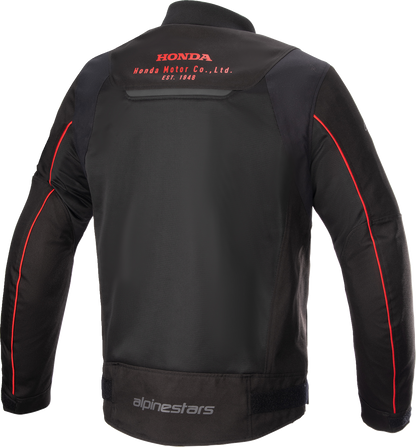 Black and red ALPINESTARS Honda Luc v2 Air motorcycle jacket in medium, featuring lightweight, breathable design and protective features.