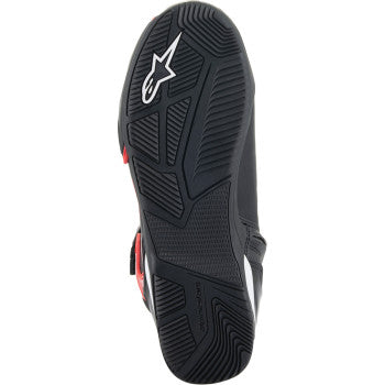 Alpinestars Superfaster shoes in black, red, and white with US size 8.5, featuring a sporty design and durable construction.