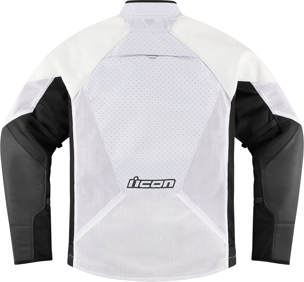 White ICON Mesh AF™ leather jacket by Bill's Exhausts, 2XL size, featuring mesh panels and sleek leather design.