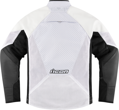 White ICON Mesh AF™ leather jacket by Bill's Exhausts, 2XL size, featuring mesh panels and sleek leather design.