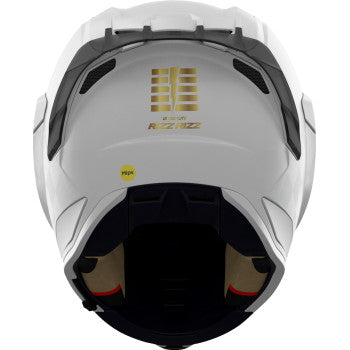 Bill's Exhausts ICON Ultraflite helmet in white with MIPS® protection, XS size, featuring sleek aerodynamic design and adjustable straps.