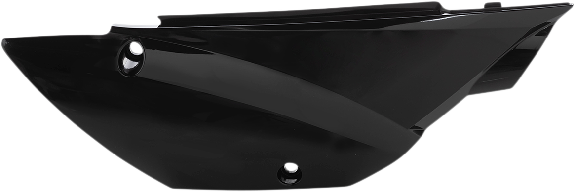 Black Acerbis side panels for motorcycle body, designed for Bill's Exhausts, featuring durable plastic construction and sleek finish.