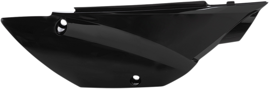 Black Acerbis side panels for motorcycle body, designed for Bill's Exhausts, featuring durable plastic construction and sleek finish.