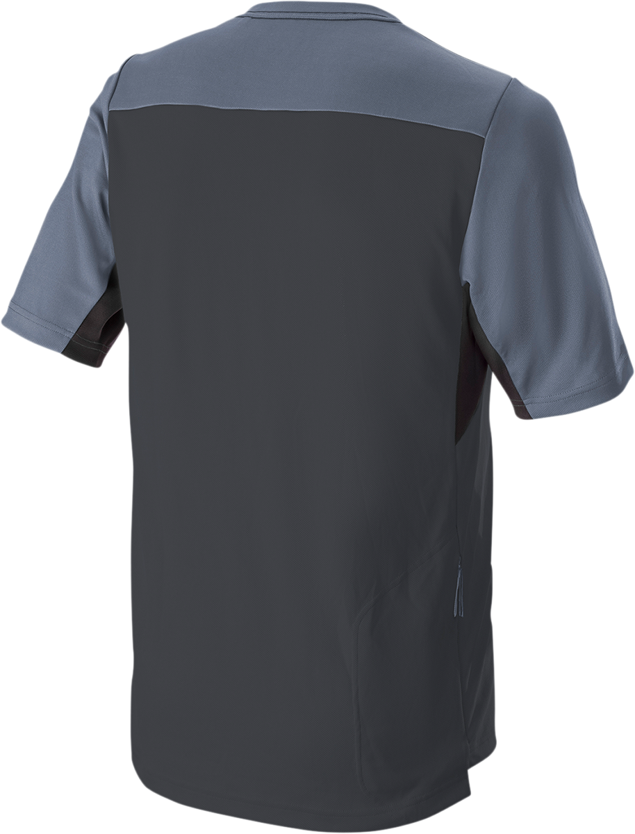 Alpinestars Drop 6.0 V2 black short-sleeve motorcycle jersey, large size, with breathable fabric and branded logo on front.