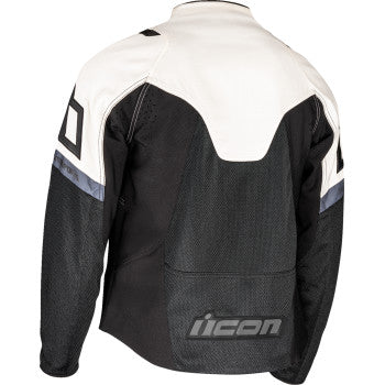 Bill's Exhausts ICON Contra3™ jacket in white and black, XL size, showing the sleek design and fabric details.