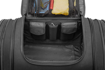 Bill's Exhausts SADDLEMEN TR2300DE TL Sissy Bar Bag seat for motorcycle with secure storage and durable design.