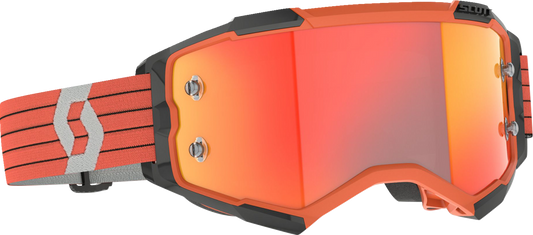 Bill's Exhausts SCOTT Fury Goggle in orange and gray with adjustable strap and clear lens, designed for motocross or off-road riding.