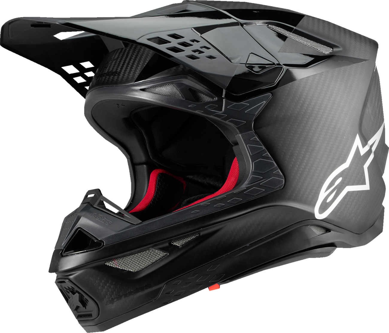 Alpinestars Supertech M10 helmet in black carbon with MIPS® technology, size 2XL, featuring sleek racing helmet design.