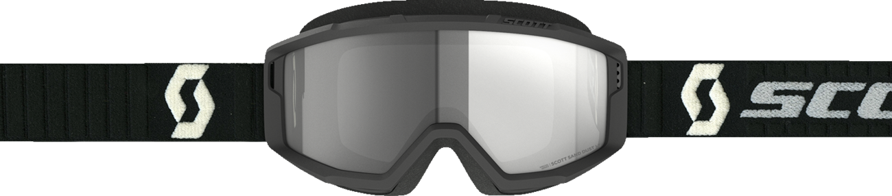 Scott Primal Sand Dust Goggles in black and gray with dark gray lens, designed for engine protection and outdoor activities