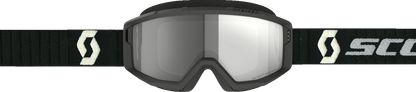 Scott Primal Sand Dust Goggles in black and gray with dark gray lens, designed for engine protection and outdoor activities