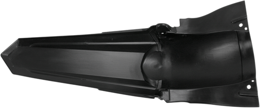 Black ACERBIS rear fender for motorcycles, designed by Bill's Exhausts, shown in a close-up view of the body part.