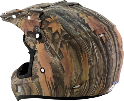 Bill's Exhausts AFX FX-17 helmet in camouflage, XL size, with a sleek design and secure chin strap for motorcycle riding.