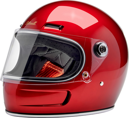 BILTWELL Gringo SV helmet in metallic cherry red, medium size, featuring a sleek, shiny helmet design for motorcycle riding.