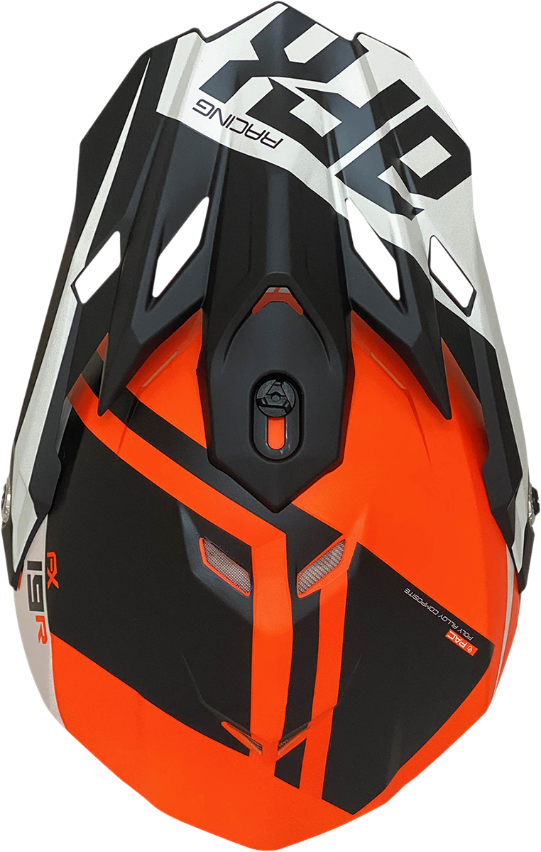 Matte orange AFX FX-19R racing helmet in large size, with sleek aerodynamic design and clear face shield.