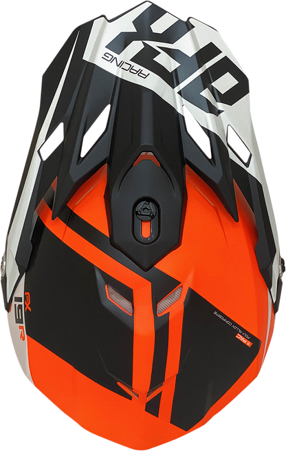 Matte orange AFX FX-19R racing helmet in large size, with sleek aerodynamic design and clear face shield.