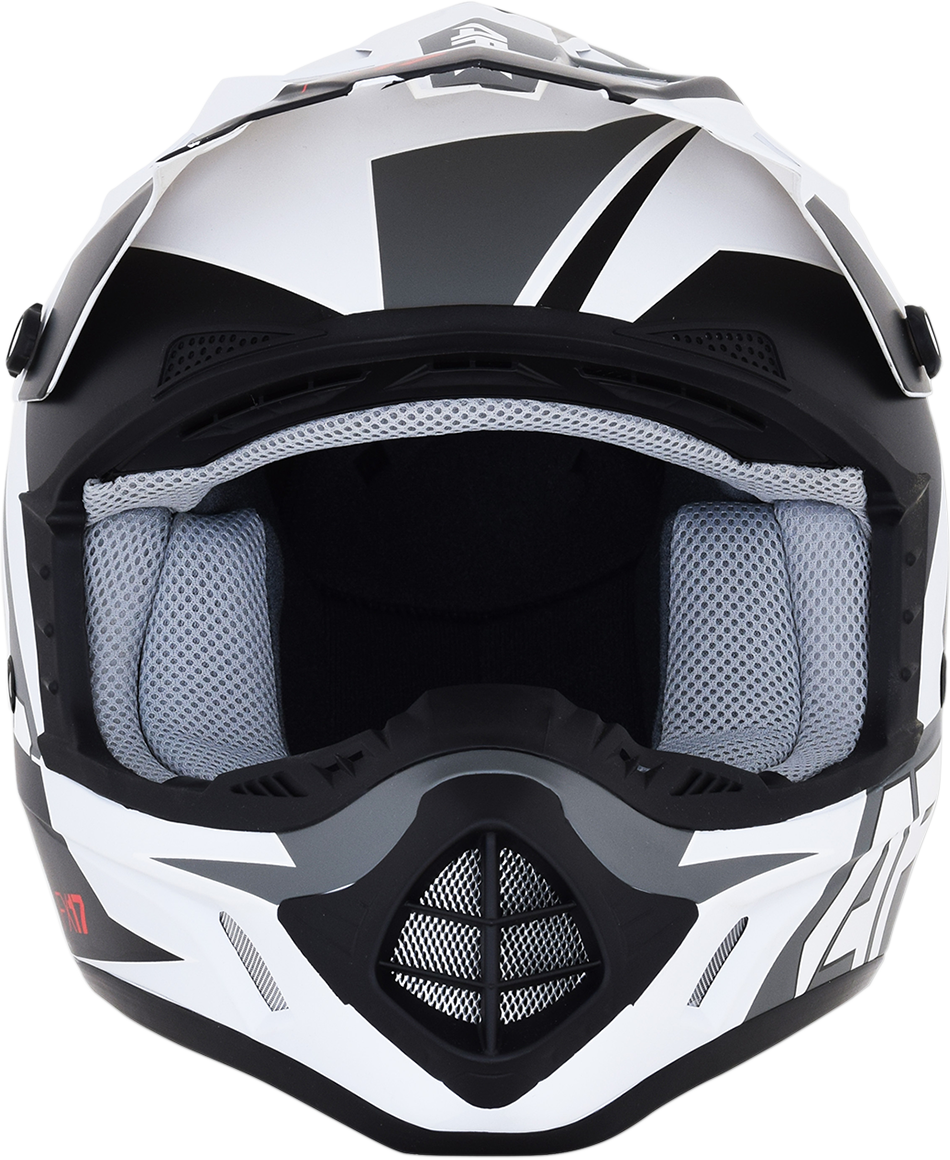 Bill's Exhausts AFX FX-17 helmet in matte white with Aced design, small size, featuring a sleek motorcycle helmet appearance.