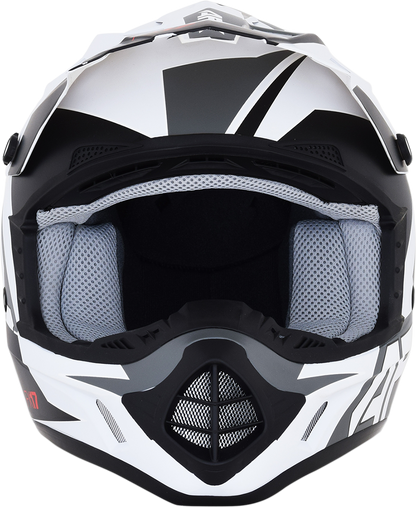 Matte white AFX FX-17 helmet in large size, featuring a sleek design with "Aced" branding, for motorcycle riding safety.