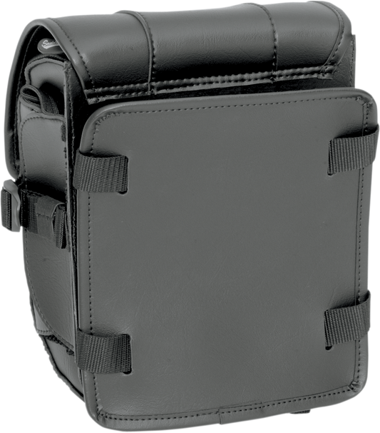 Bill's Exhausts SADDLEMEN Sissy Bar Bag Deluxe 3503-0064 mounted on motorcycle seat, showing ample storage and durable design.