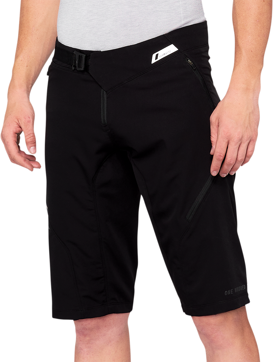 Black Bill's Exhausts 100% Airmatic Shorts in US 30, featuring a casual fit and durable fabric for comfortable wear.