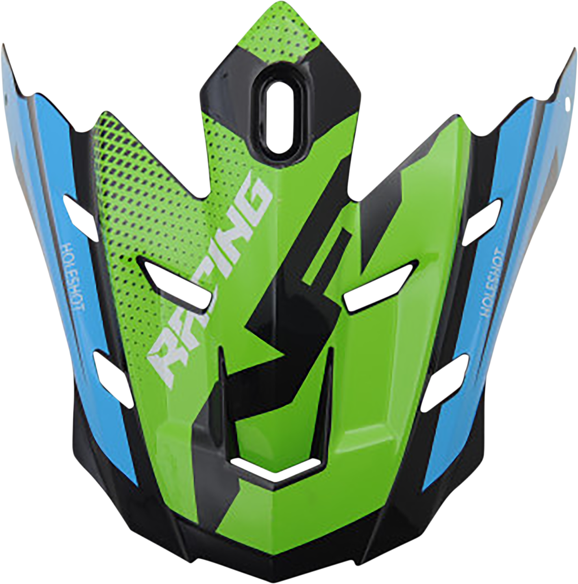 Bill's Exhausts AFX FX-17/FX-17Y Peak helmet in navy blue, green, and blue with a sleek design and peak visor.