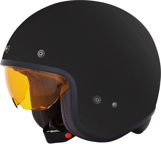 Gloss black AFX FX-142Y helmet in small size with clear visor and aerodynamic design, featuring subtle branding details.