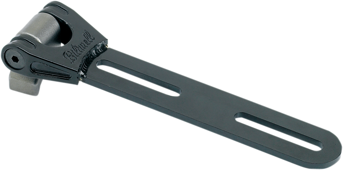 Black BILTWELL Macho Seat Mount Hinge for motorcycle seats, featuring a sturdy metal hinge with bolt attachment points.