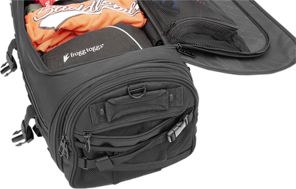 Bill's Exhausts SADDLEMEN TR3300 Tactical Deluxe Rack Bag seat with durable fabric and adjustable straps for motorcycle storage.