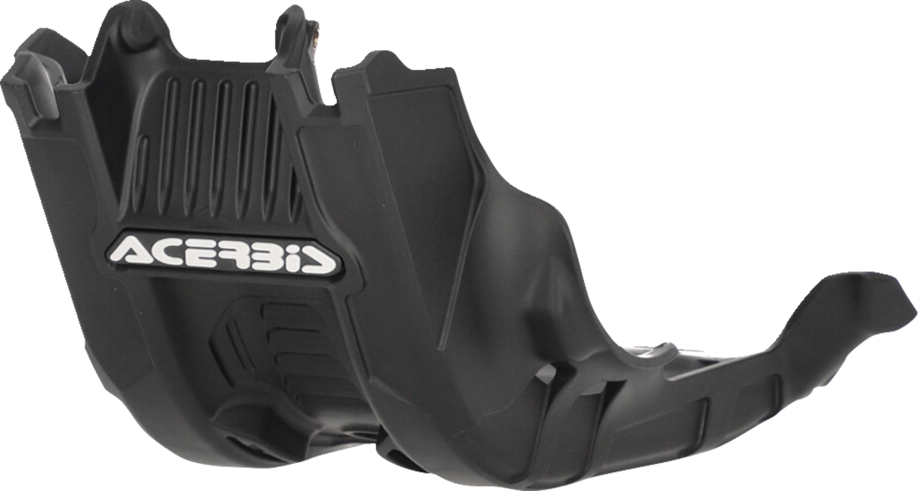 Black ACERBIS skid plate for KTM 250/350 SX-F 2023 motorcycle, designed to protect the body and engine area.