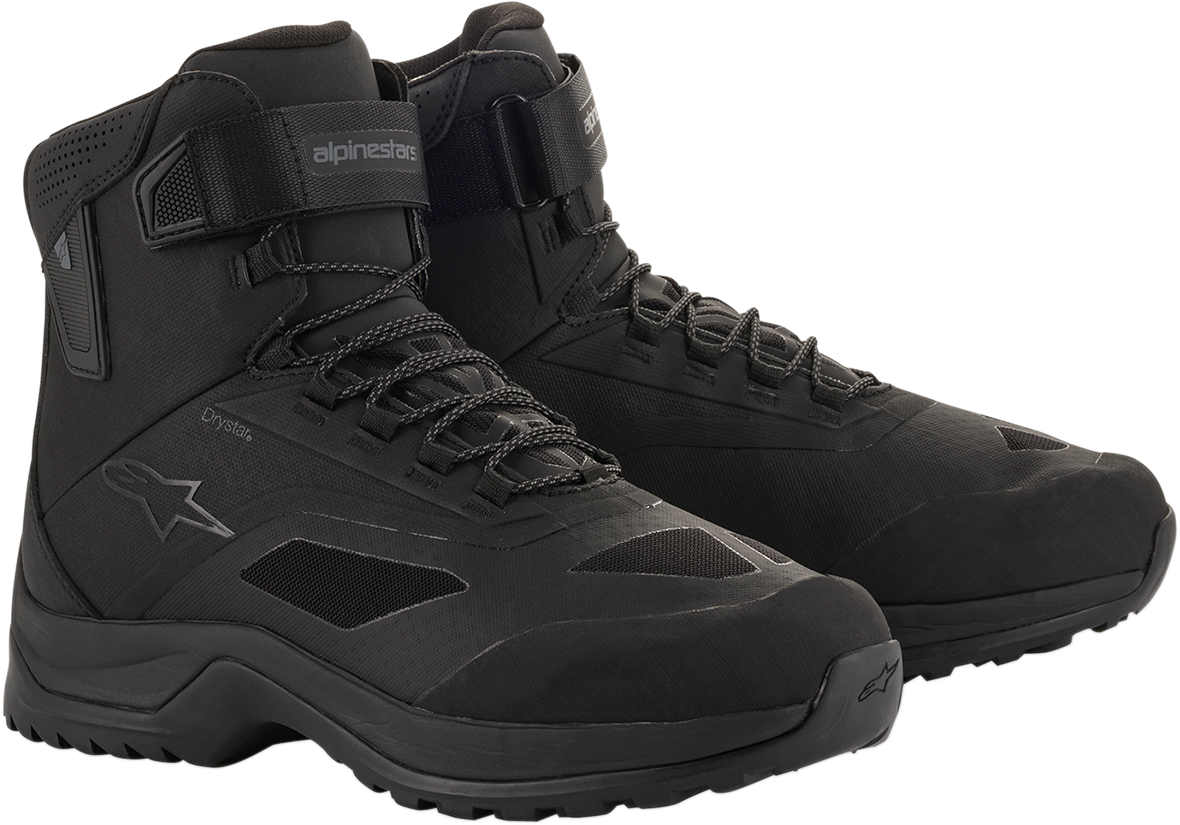 Alpinestars CR-6 Drystar® motorcycle shoes in black, US size 9, featuring protective design and durable construction.
