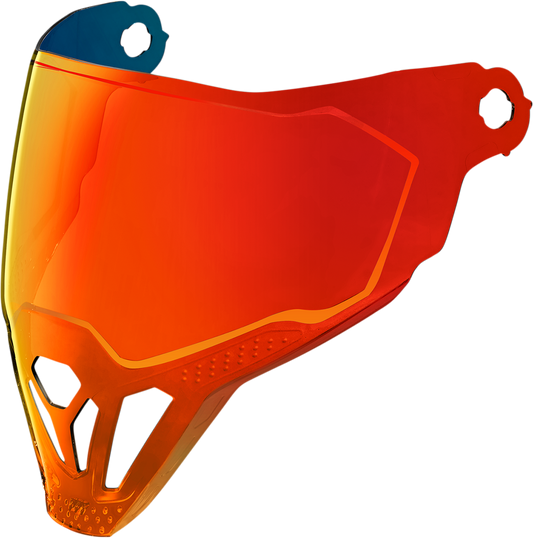 Bill's Exhausts ICON Airflite™ ForceShield™ RST Red helmet part, close-up of the helmet's vibrant red shield and aerodynamic design.