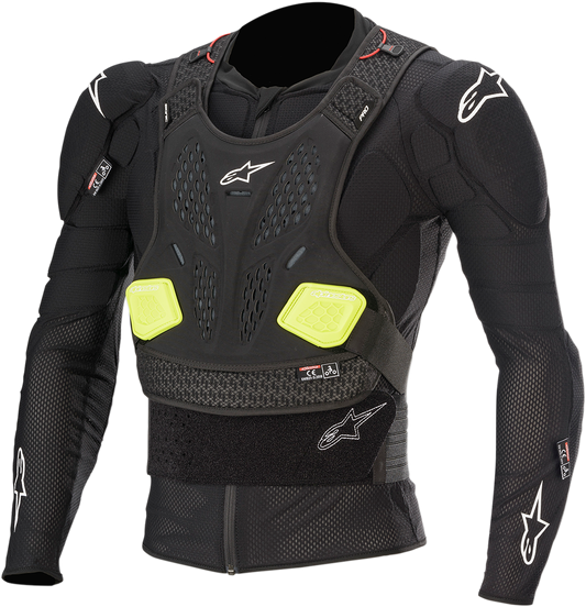 Alpinestars Bionic Pro v2 motorcycle jacket in black and yellow, size XL, featuring protective armor and sleek design.