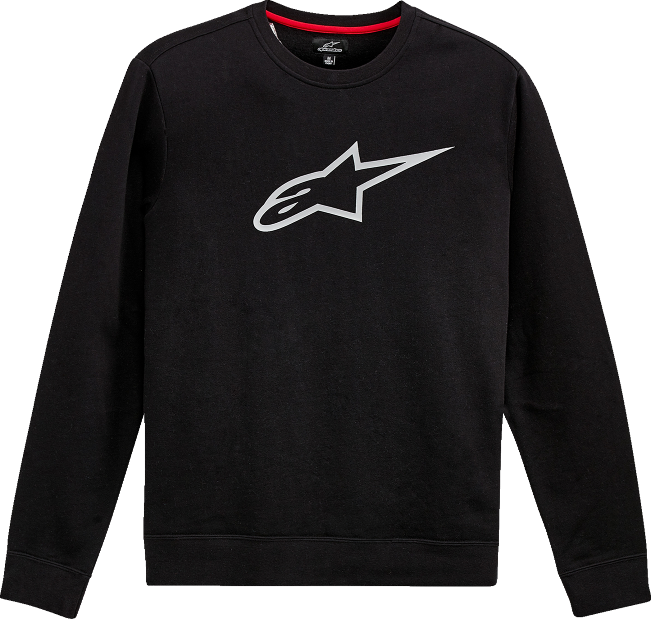 Black and gray Alpinstars Ageless Crew Fleece hoodie in XL size, featuring a comfortable crew neck and soft fabric, by Bill's Exhausts.