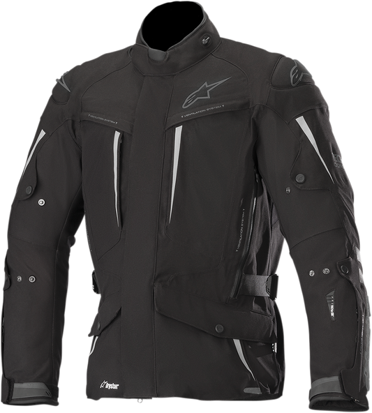 Black Alpinestars Yaguara Drystar® motorcycle jacket in 3XL, featuring durable fabric and protective design for riding comfort.