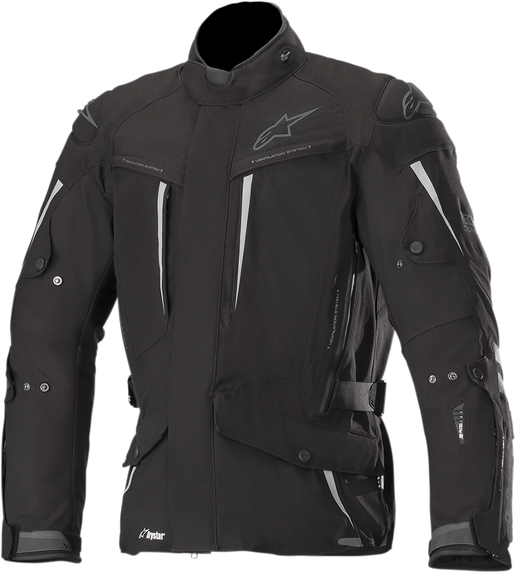 Alpinestars Yaguara Drystar® black motorcycle jacket in XL with visible protective features and adjustable straps.