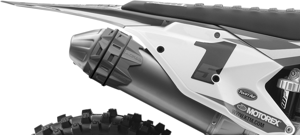 Acerbis Silencer Guard body for motorcycle exhaust system, with black protective cover and mounting brackets.