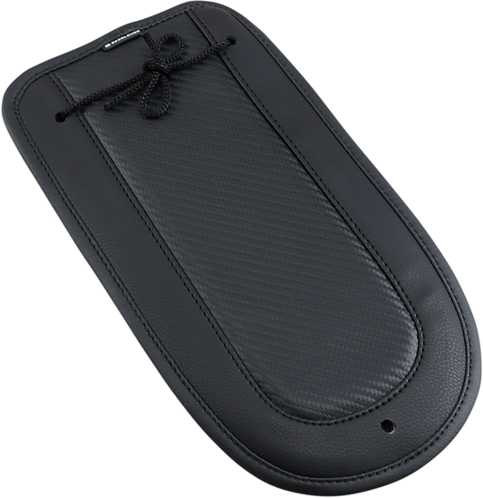 Bill's Exhausts Saddlemens Fender Chap matching Dominator Solo Seat for motorcycle, black leather with stitching details