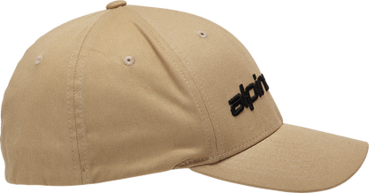 Bill's Exhausts ALPINESTARS Linear Hat in Sand and Black, small/medium, with embroidered logo and adjustable strap.