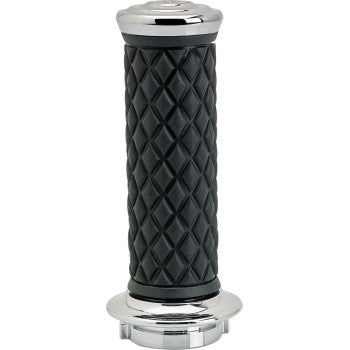 Chrome BILTWELL Alumicore grips for motorcycle handlebars, featuring durable aluminum core and ergonomic design.