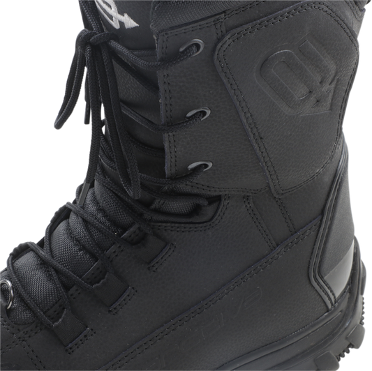 Black replacement laces for ARCTIVA Advance boots, size 8-9, by Bill's Exhausts, shown with the laces threaded through boot eyelets.