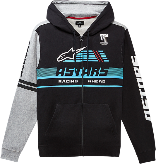 Black Bill's Exhausts Overtake hoodie in medium, featuring a comfortable fit with subtle branding and a soft fabric texture.