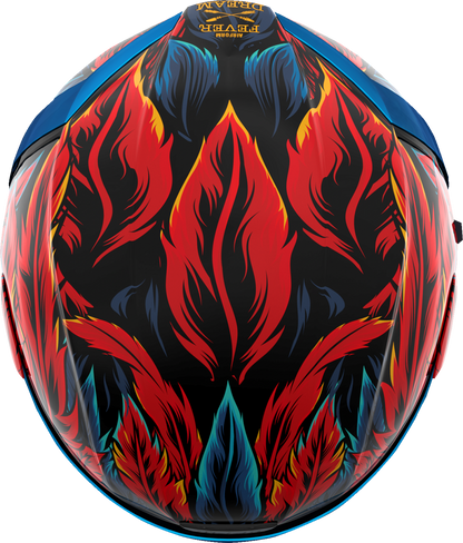 Bill's Exhausts ICON Airform™ Fever Dream blue helmet in large size, featuring aerodynamic design and ventilation for motorcycle riding.