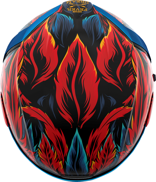 Blue ICON Airform™ Helmet in Fever Dream design, small size, with aerodynamic shape and ventilation features.